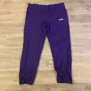 Vintage DIADORA Nylon Lined Warmup Track Pants Mens Large Purple
